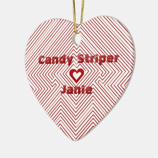 病院キャンデーストライパーのギフトのギフトのハートのオーナメント セラミックオーナメント (左)