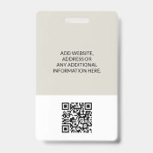 病院クリニック医師ニュートラルベージュQRコードID バッジ (裏面)