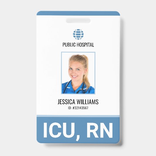 病院スタッフ登録ナースID バッジ (正面)