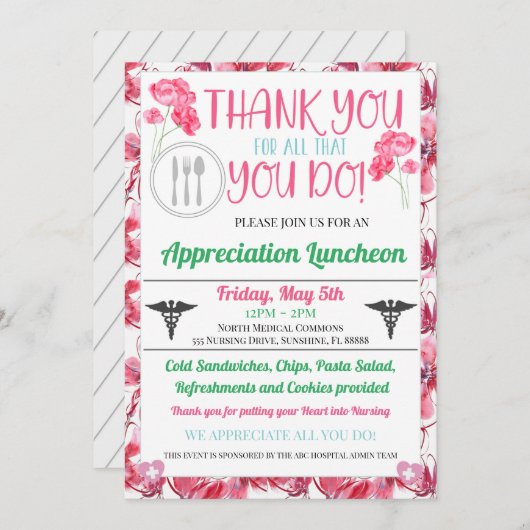 病院スタッフ評価週フローラ 招待状 (正面/裏面)