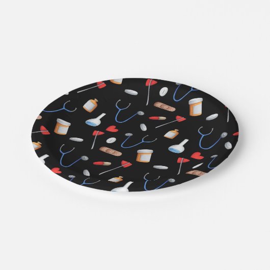 病院ナース医療機器パターン ペーパープレート (アングル)