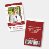 病院ナース従業員フォトカスタムバーコードロゴ バッジ (正面＆裏面)