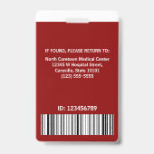 病院ナース従業員フォトカスタムバーコードロゴ バッジ (裏面)