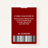 病院ナース従業員フォトカスタムバーコードロゴ バッジ (裏面)