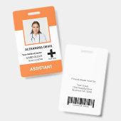 病院パーソナライズされた従業員のロゴと写真 バッジ (Front & Back)