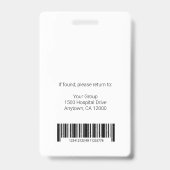 病院パーソナライズされた従業員のロゴと写真 バッジ (Back)