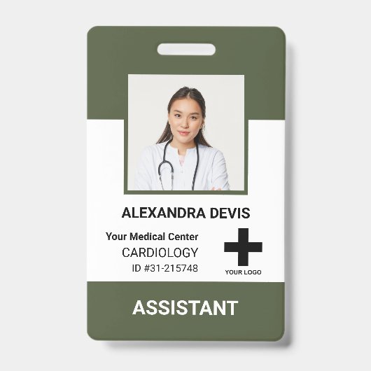 病院パーソナライズされた従業員のロゴと写真 バッジ (表面)