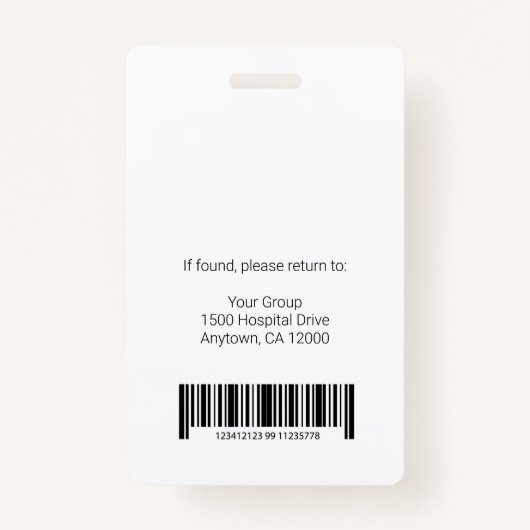 病院パーソナライズされた従業員のロゴと写真IDが間違っている バッジ (裏面)