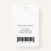 病院パーソナライズされた従業員のロゴと写真IDが間違っている バッジ (裏面)