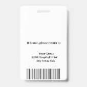 病院パーソナライズされた従業員のロゴと写真IDが間違っている バッジ (Back)