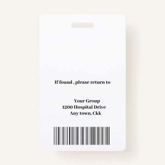 病院パーソナライズされた従業員のロゴと写真IDが間違っている バッジ (裏面)