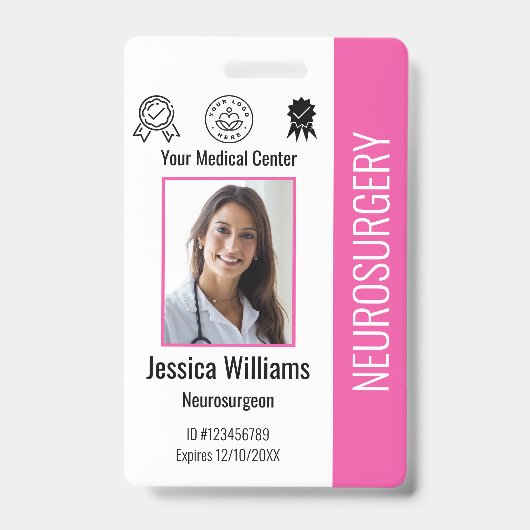 病院パーソナライズされた従業員のロゴと写真ID バッジ (正面)
