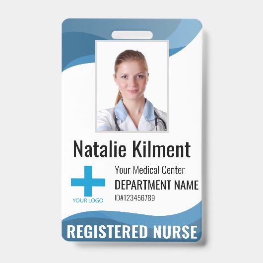 病院パーソナライズされた従業員のロゴの写真とID バッジ (Front)