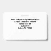 病院パーソナライズされた従業員の写真IDバッジ バッジ (Back)