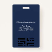 病院パーソナライズされた社員のロゴとフォトブルー バッジ (裏面)