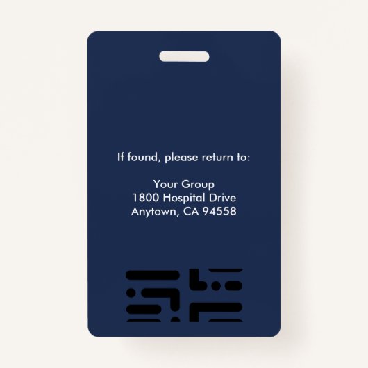 病院パーソナライズされた社員のロゴとフォトブルー バッジ (裏面)