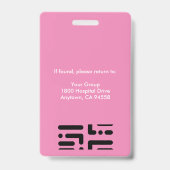 病院パーソナライズされた社員ロゴ&フォトピンク バッジ (裏面)