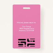 病院パーソナライズされた社員ロゴ&フォトピンク バッジ (裏面)