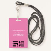 病院パーソナライズされた社員ロゴ&フォトピンク バッジ (裏面ランヤード)