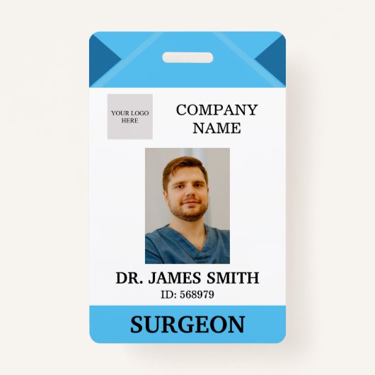 病院医師ナース気にの写真ID バッジ (正面)