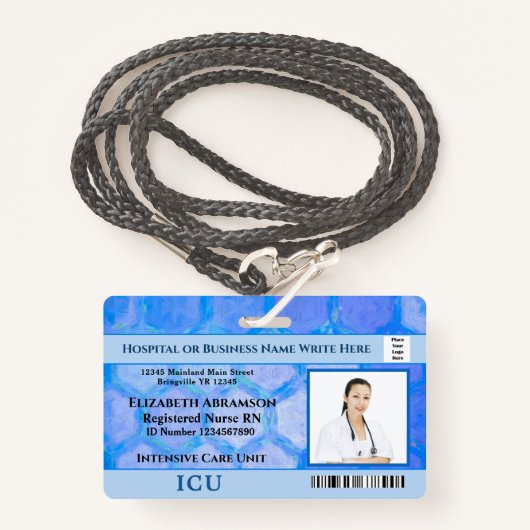 病院医療医ナースRN従業員写真 バッジ (正面ランヤード)