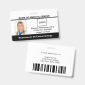 病院医療従事者のロゴフォトバーコードID バッジ (正面＆裏面)