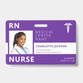 病院医療従事者RNナース写真ID バッジ (正面)