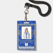 病院医療手術室RN従業員写真 バッジ (正面（ネックストラップ付）)