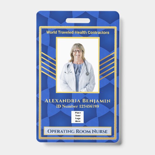 病院医療手術室RN従業員写真 バッジ (正面)