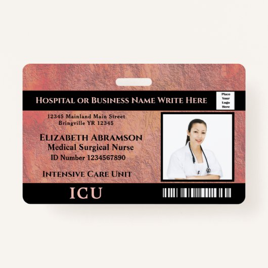 病院医療集中型気にICU社員の写真 バッジ (正面)