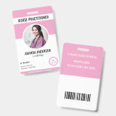 病院医療ID従業員ピンクバーコードQRコード バッジ (Front & Back)