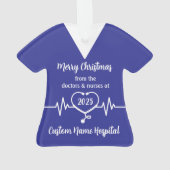 病院名パーソナライズされたメリークリスマス オーナメント (裏面)