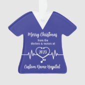 病院名パーソナライズされたメリークリスマス オーナメント (正面)