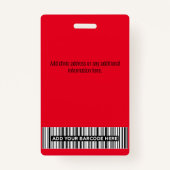 病院従パーソナライズされた業員の赤色IDバッジ合計 バッジ (裏面)