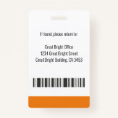 病院従業員の写真名ロゴオレンジと白 バッジ (裏面)