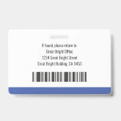 病院従業員の写真名ロゴブルー白黒 バッジ (裏面)