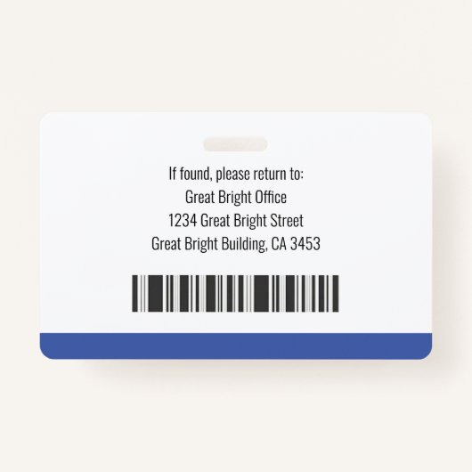 病院従業員の写真名ロゴブルー白黒 バッジ (裏面)