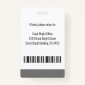 病院従業員の写真名ロゴ灰色と白 バッジ (裏面)