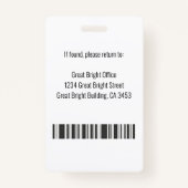 病院従業員の写真名ロゴ白黒 バッジ (裏面)