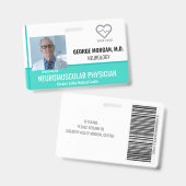 病院従業員の写真IDバッジ(バーコード付き) バッジ (正面&裏面)