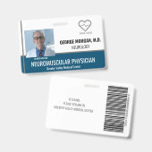 病院従業員の写真IDバッジ（バーコード付き） バッジ (正面＆裏面)