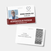 病院従業員の写真IDバッジ(バーコード付き) バッジ (正面&裏面)