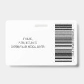 病院従業員の写真IDバッジ（バーコード付き） バッジ (裏面)