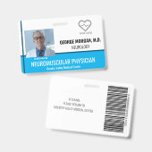 病院従業員の写真IDバッジ（バーコード付き） バッジ (正面＆裏面)