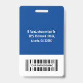 病院従業員の写真IDバーコード名ロゴ バッジ (裏面)