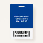 病院従業員の写真IDバーコード名ロゴ バッジ (裏面)