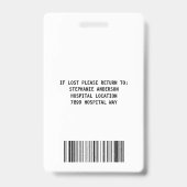 病院従業員の医療IDバッジ バッジ (裏面)