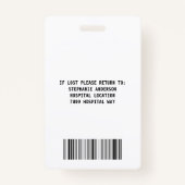 病院従業員の医療IDバッジ バッジ (裏面)