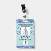 病院従業員ナースフォトバーコードロゴカスタム バッジ (正面 （クリップ付）)