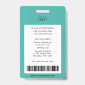 病院従業員プロフェッショナル医療外科用ID バッジ (裏面)